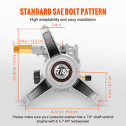 Load image into Gallery viewer, SucceBuy Pressure Washer Pump 7/8" Shaft Vertical 3400PSI 2.5GPM Replacement Power Washer Pumps Compatible with Honda, Simpson