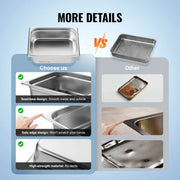 Load image into Gallery viewer, SucceBuy 8 Pack Hotel Pans 1/2 Size Anti-Jam with Lid 0.8mm Thick 4-In Deep Catering Storage Food Pan for Industrial&Scientific - AMOCART