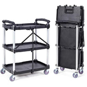 Load image into Gallery viewer, Amocart 3 Tier Folding Rolling Utility Cart Storage Shelf Movable Gap Rack Serving Cart Slide Organizer for Kitchen Bathroom