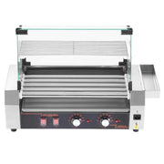Load image into Gallery viewer, SucceBuy Hot Dog Roller 12/18/30 Hot Dog 5/7/11 Rollers Stainless Steel 750-1600W with Dual Temp Control Removable Shelf & Tray