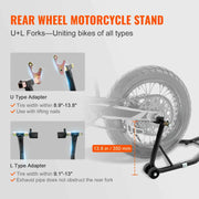 Bild in Galerie-Viewer laden, Amocart Motorcycle Stand Lift 850lbs Front Rear Combo Stand Lift Stand Front&Rear Wheel Fork Stand Heavy Duty Rear Wheel Stand