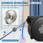 Load image into Gallery viewer, Amocart Retractable Extension Cord Reel 50FT Lighted Triple Tap Outlet 13Amp Circuit Breaker 180° Swivel Bracket Electrical Use
