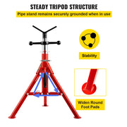 Load image into Gallery viewer, SucceBuy Pipe Holding Stand with Roller Head V-Head Folding Tripod Jack 12 inch Capacity Pipe working Supporting Clamped Tool