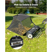 Load image into Gallery viewer, SucceBuy 52 in Tow Behind Lawn Sweeper 26 cu.ft. Yard Sweeper Adjustable Sweeping Height with Dumping Rope for Grass Clippings - AMOCART