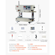 Load image into Gallery viewer, SucceBuy Continuous Bag Band Sealing Machine 0.24-0.47in Width Vertical Band Sealer with Roller Printing for 0.001-0.03in Bags - AMOCART