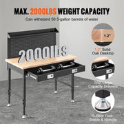 Charger l'image dans la visionneuse de galerie, Amocart 2000lbs 48"x24" Workbench Adjustable Height 28"-39.5" Work Bench with 3m Cable 30 Hooks for Garage Hardwood Working