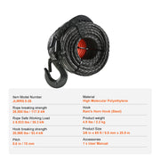 Load image into Gallery viewer, SucceBuy 26500/32000Lbs Synthetic Winch Rope Truck Boat Replacement Line Cable Rope with Forged Hook ATV Car Outdoor Accessories