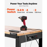 Load image into Gallery viewer, SucceBuy Multi Adjustable Workbench Woodworking Hardwood Work Bench with Power Outlets Foot Pads for Workshop Office Home Use