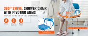 Bild in Galerie-Viewer laden, SucceBuy Swivel Shower Chair 360 Degree Adjustable with Armrest and Backrest for Shower or Bathtub Non-Slip for Elderly Disabled
