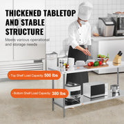 Load image into Gallery viewer, SucceBuy 4 Size Stainless Steel Prep Table Heavy Duty Metal Worktable Commercial Work Table for Restaurant and Home - AMOCART