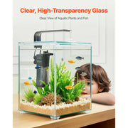 Charger l'image dans la visionneuse de galerie, Amocart Fish Tank Aquarium 2/5Gal Square Ultra-Clear Glass Starter Tank Adjustable 3 Color Lighting Self Cleaning System for Home