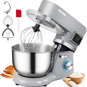 Load image into Gallery viewer, SucceBuy Stand Mixer Electric Dough Mixer with 6 Speeds LCD Screen Timing 5.8 Qt Stainless Steel Bowl Dough Hook Flat Beater - AMOCART