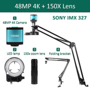 Bild in Galerie-Viewer laden, 4K Microscope For Electronics 48MP Digital Microscope Camera Optional 1-150x Lens LED Light Foldable Bracket Phone Pcb Soldering