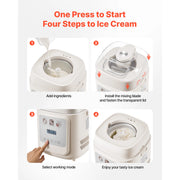 Load image into Gallery viewer, SucceBuy Upright Automatic Ice Cream Maker with Built-in Compressor 1 Quart No Pre-freezing Gelato Maker & Frozen Yogurt Machine - AMOCART