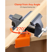 Charger l'image dans la visionneuse de galerie, Amocart Bench Vise 4.5 Inch Portable Workbench Vice with 270° Swivel Base Cast Iron Construction for Woodworking Metalworking