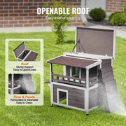 Load image into Gallery viewer, Amocart Outdoor Cat House Weatherproof Feral Cat Shelter 2-story Large Outdoor Wooden Cat House with Balcony Door and Open Roof