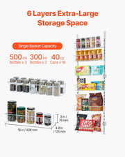Load image into Gallery viewer, SucceBuy 6/8/9/10 Tier Over the Door Pantry Organizer Heavy-Duty Steel Hanging Spice Rack, Adjustable Wall Seasoning Shelves