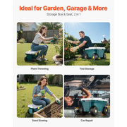 Load image into Gallery viewer, Amocart Garden Scooter with Seat 2in1 Rolling Garden Cart w/ Storage Bin Supports up to 227lbs Outdoor Wagon w/ Handle for Yard