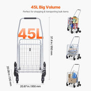 Charger l'image dans la visionneuse de galerie, SucceBuy Chariot de courses pliable 40 kg léger de rangement, chariot utilitaire d'escalier avec roues, chariot à main pour pique-nique et voyage en extérieur