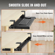 Charger l'image dans la visionneuse de galerie, Amocart 26.8in Under Desk Keyboard Tray Slide in/out Ergonomic Universal Keyboard Tray No-Drilling C-Clamps Easy to Install