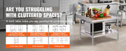 Bild in Galerie-Viewer laden, SucceBuy Stainless Steel Work Table Commercial Heavy Duty Food Prep Worktable with Adjustable Height for Restaurant Home Hotel