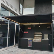 Charger l'image dans la visionneuse de galerie, Pod de cuisine extérieur de jardin/terrasse noir/gris personnalisé avec porte, étanche, en acier inoxydable 304, avec abri de jardin