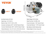 Load image into Gallery viewer, Amocart Shallow Well Jet Pump 115Volt Cast Iron/Stainless Steel Irrigation Water Pump for Agricultural Garden Irrigation System