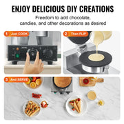 Load image into Gallery viewer, SucceBuy Electric Ice Cream Cone Maker Commercial Non-Stick Stainless Steel Egg Roll Mold with Temperature and Time Control