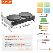 Load image into Gallery viewer, Amocart 16inch Electric Crepe Maker Double Head Commercial Crepe Machine 3400W Flat Plate Crepe Griddle Nonstick Pancake Stove