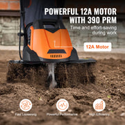 Load image into Gallery viewer, SucceBuy 12 Amp Electric Tiller 18" Tilling Width 3.94" Tilling Depth Corded Electric Tiller/Cultivator Steel Mn Tines Rototille