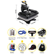 Load image into Gallery viewer, SucceBuy 5/8in1 15x15"/12x15"Dual-tube Heating Insulation Cotton Heat Press Sublimation Machine 360°Swing Design for Tshirts Etc