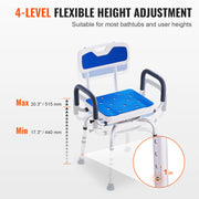 Bild in Galerie-Viewer laden, SucceBuy Swivel Shower Chair 360 Degree Adjustable with Armrest and Backrest for Shower or Bathtub Non-Slip for Elderly Disabled