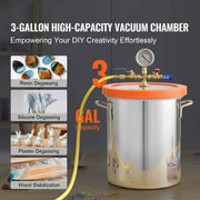 Load image into Gallery viewer, SucceBuy 3/5 Gal Upgraded Tempered Glass Lid Vacuum Degassing Chamber 304 Stainless Steel for Stabilizing Wood, Resin Degassing