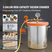 Load image into Gallery viewer, SucceBuy 3/5 Gal Upgraded Tempered Glass Lid Vacuum Degassing Chamber 304 Stainless Steel for Stabilizing Wood, Resin Degassing