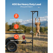 Bild in Galerie-Viewer laden, SucceBuy 400/500/600Lbs Truck Hitch Game Hoist with & Adjustable Height Hunting Deer Hoist Winch for Skinning & Cleaning Game