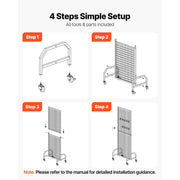 Bild in Galerie-Viewer laden, SucceBuy Grid Wall Panel Wire Grid Panels Display Rack Movable Art Display Shelf with Wheel Carbon Steel Gridwall for Craft Show