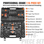 Load image into Gallery viewer, SucceBuy 116-Piece Tap and Die Set Include Metric and SAE Size Bearing Steel Taps and Dies Essential Threading Tool - AMOCART