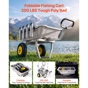Load image into Gallery viewer, SucceBuy 200 lbs Foldable Beach Fishing Cart with Aluminum Alloy Frame 13in Tires & 8 Rod Holders for Outdoor Camping Picnic - AMOCART