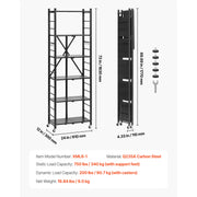 Load image into Gallery viewer, SucceBuy 6/5/4/3 Tier Black Foldable Storage Shelf with Wheels Folding Metal Rack Shelving Unit Organizer for Garage Kitchen