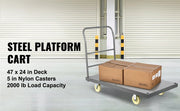 Charger l'image dans la visionneuse de galerie, Amocart Platform Truck 2000lbs Capacity Steel flatbed Tool Cart 47" x 24" x 32" Flat Dolly Hand Trucks with 5" Nylon Casters