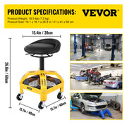 Load image into Gallery viewer, SucceBuy Rolling Garage Stool Car Detailing Stool Adjustable Height Mechanic Seat With Tool Tray Workshop Auto Repair Shop Stool