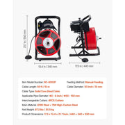 Load image into Gallery viewer, Amocart Drain Cleaner Machine 50 FT x 1/2 Inch Manual Feed Sewer Snake Auger with Air-Activated Foot Switch for 2" to 6" Pipes