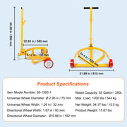 Bild in Galerie-Viewer laden, Amocart 55Gal 1200Lbs Oil Drum Trolley Heavy Duty Removable Hydraulic Block Auxiliary Handcart with Wheels for Warehouse Winery