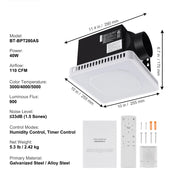 Bild in Galerie-Viewer laden, Amocart Bathroom Exhaust Fan 80/110CFM High-Efficiency Ventilation 1.5sones Low Noise Operation Energy-Saving Bathroom Ceiling