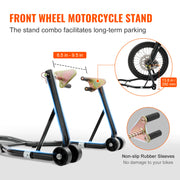 Load image into Gallery viewer, SucceBuy Motorcycle Stand Lift 850lbs Front Rear Combo Stand Lift Front and Rear Wheel Fork Stand Heavy Duty Rear Wheel Stand - AMOCART