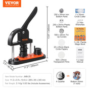 Load image into Gallery viewer, SucceBuy Button Maker 25/32/58 Pin Maker with Button Parts Ergonomic Arc Handle Punch Press Kit Button Maker Machine