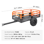 Load image into Gallery viewer, SucceBuy Heavy Duty Steel ATV Dump Trailer Tow Behind Dump Cart Garden Trailer Removable Sides and Tires for Mowers Tractors - AMOCART
