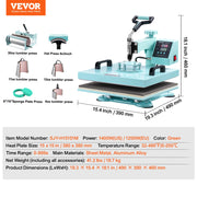Charger l'image dans la visionneuse de galerie, Amocart Heat Press Machine 12x15 inch 8 in 1 Heat Transfer Machine 360° Swing Away T-Shirt for T-Shirts/Mugs/Hats/Plates Pink