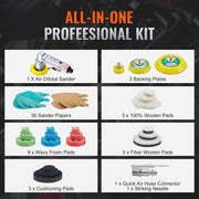 Load image into Gallery viewer, Amocart Mini Air Sander Orbital Pneumatic 1"/2"/3" Grinding Machine Set for Car Polishing High Speed Air Powered Polisher Tool
