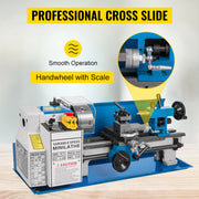 Bild in Galerie-Viewer laden, Amocart Mini Metal Lathe Machine 7"x14" 550W 180x350mm Variable Speed + 3 Jaw Chuck for Metalworking Turning Drilling Threading